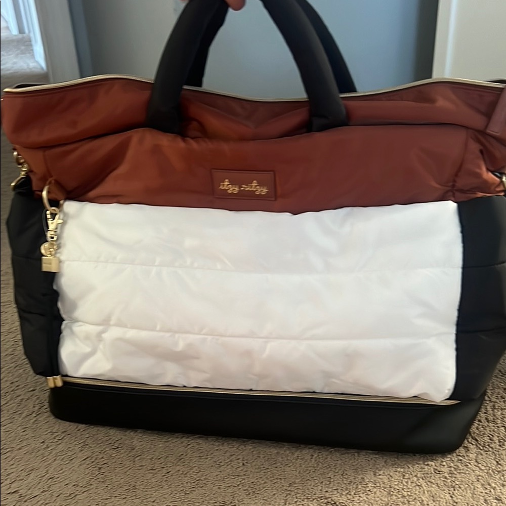 Itzy Ritzy Baby Bag in Brown, White, and Black